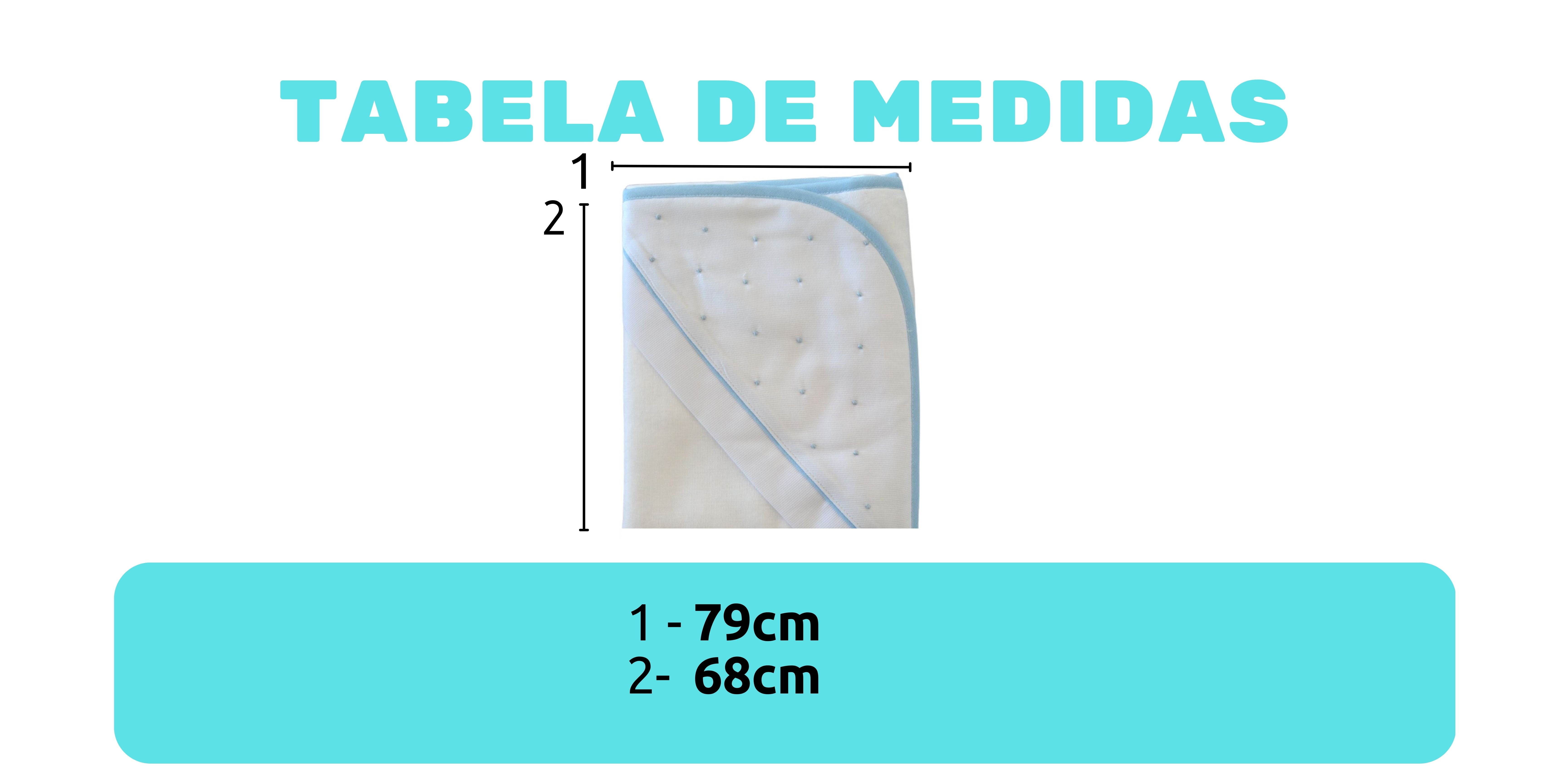 tabela de medidas da toalha