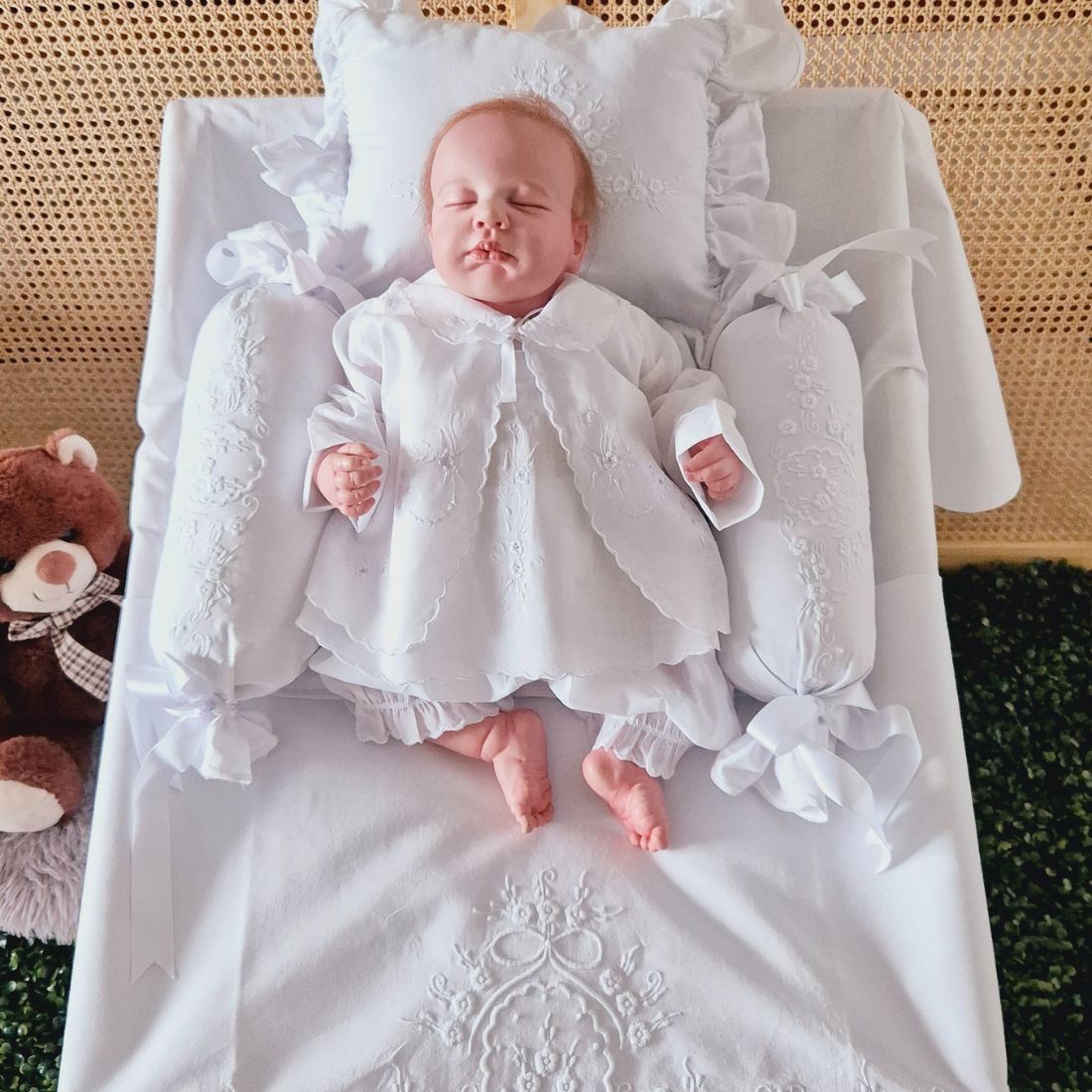 Conjunto Bebe Lindas Roupas De Bebe Conjunto Pagão Bordado Branco