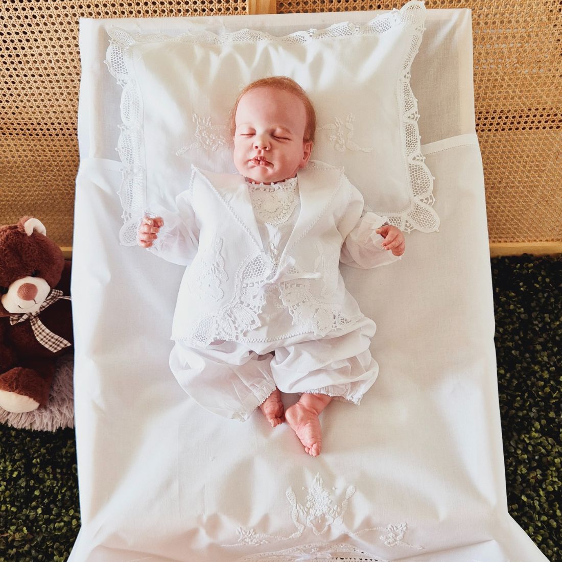 KIT MATERNIDADE LUXO BRANCO EM RENDA RENASCENÇA BRANCA CONJUNTO