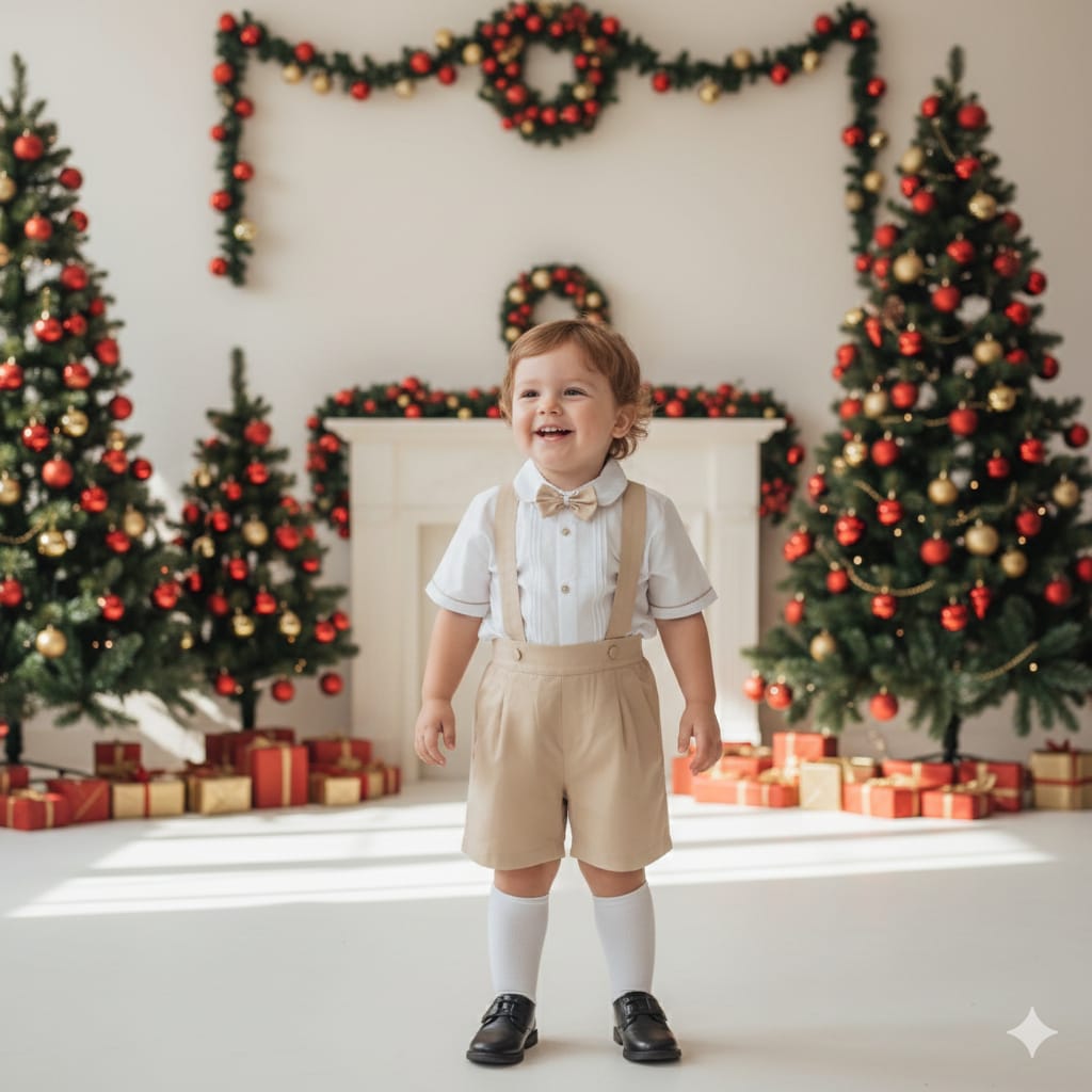 Conjunto infantil camiseta com bermuda bege - 09 MESES ; 1 ANO E 2 ANOS