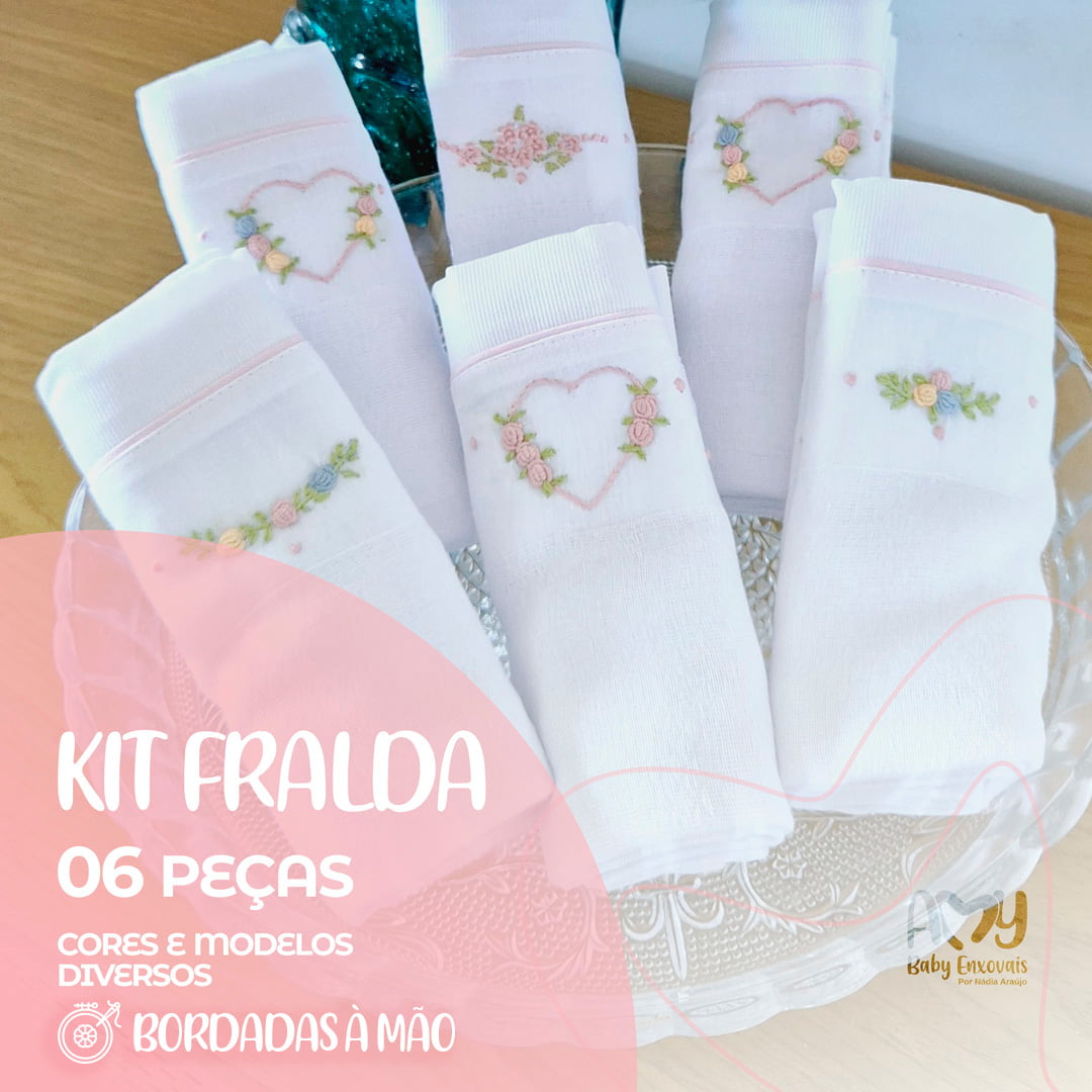 KIT FRALDA 6 PEÇAS MENINA COM CORES E MODELOS DIVERSOS