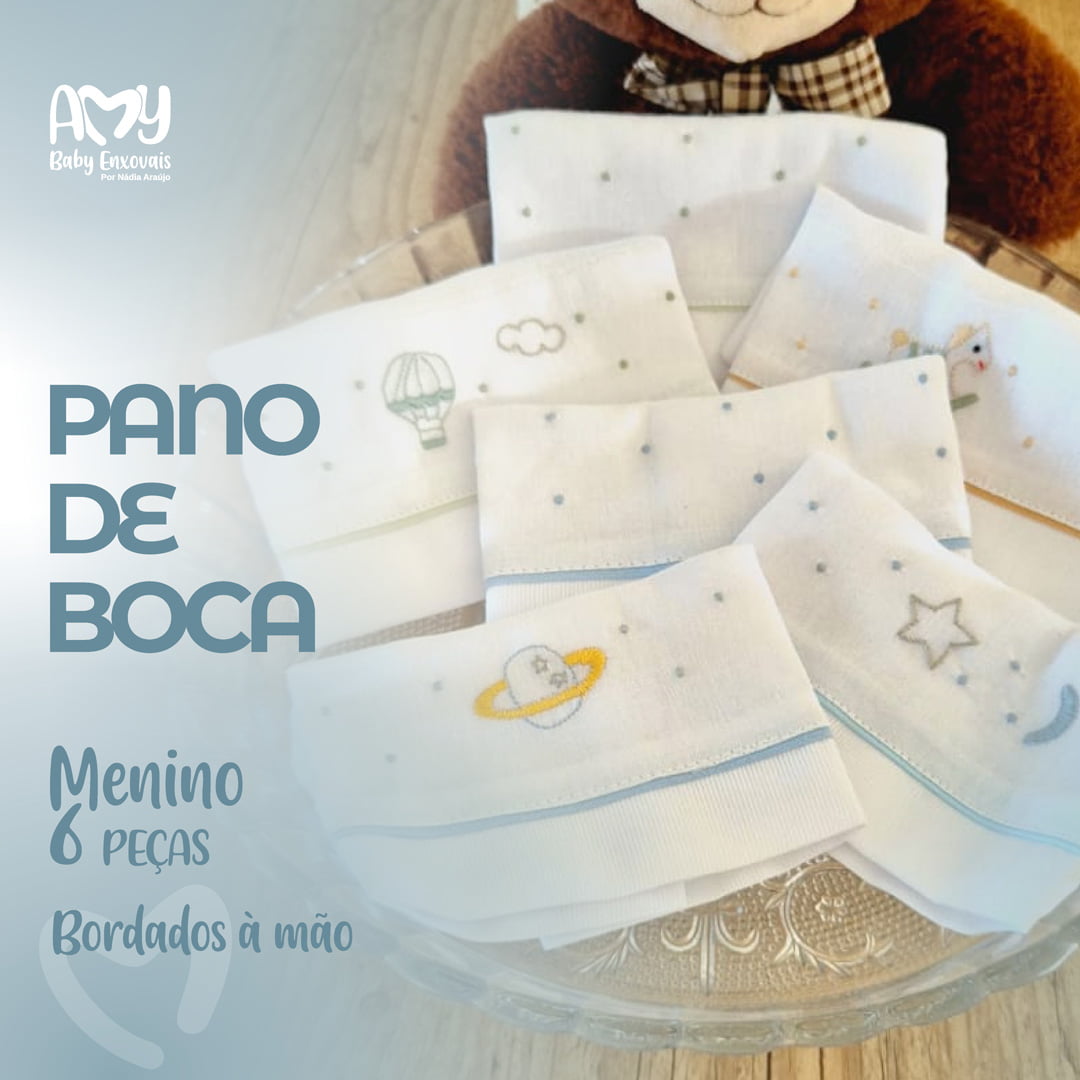 KIT PANO DE BOCA 6 PEÇAS MENINO COM CORES E MODELOS CONFORME A DISPONIBILIDADE EM ESTOQUE