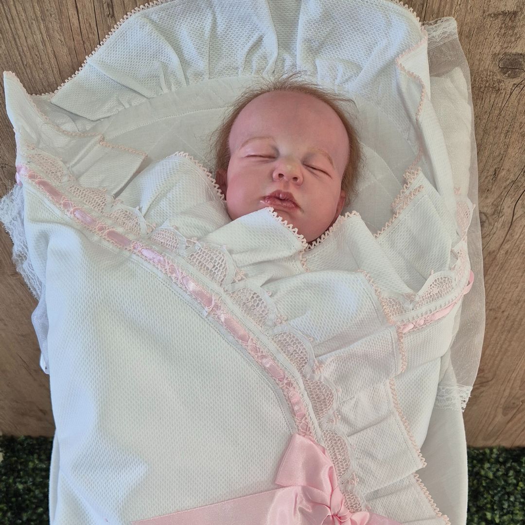 Saco manta para bebê em renda renascença rosa
