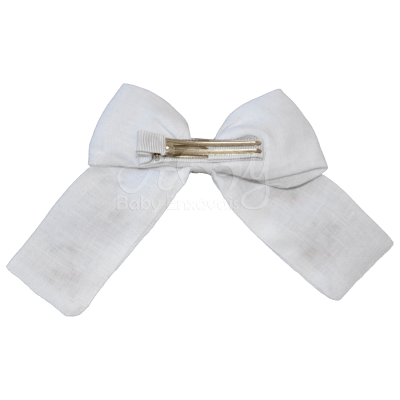 Laço bico de pato em linho branco bordado cerejinha - M e G