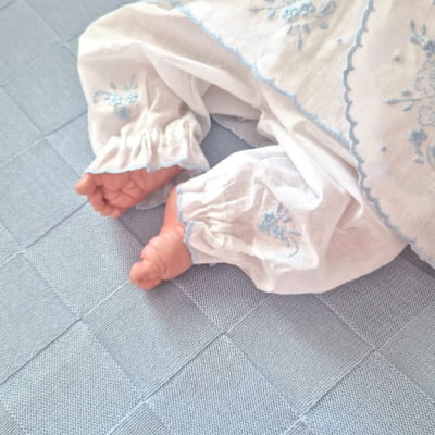 Conjunto pagão bordado  azul á mão  - 3 PEÇAS      