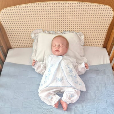 Conjunto pagão bordado  azul á mão  - 3 PEÇAS      