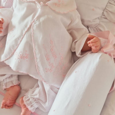 Conjunto pagão matame rosa delicado bordado á mão rosa - 3 PEÇAS 