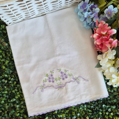 Cueiro lençol de xixi laço floral lavanda