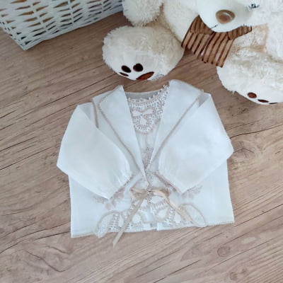 KIT MATERNIDADE RENDA RENASCENÇA BEGE   - 2 PEÇAS ( MANTA  + PAGÃO  )  