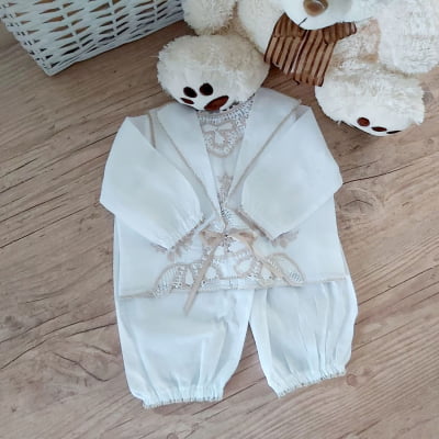 KIT MATERNIDADE RENDA RENASCENÇA BEGE   - 2 PEÇAS ( MANTA  + PAGÃO  )  