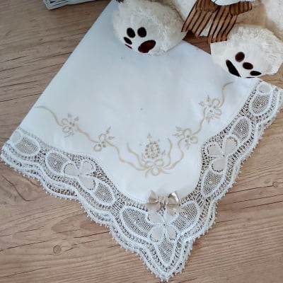 KIT MATERNIDADE RENDA RENASCENÇA BEGE   - 2 PEÇAS ( MANTA  + PAGÃO  )  