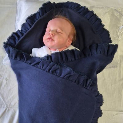 Manta bebê malha tricotada azul marinho