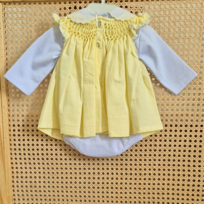 Saída de maternidade casinha de abelha amarela ( Vestido + Body )  