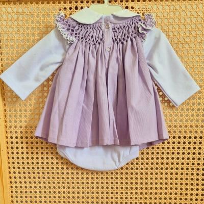 Saída de maternidade casinha de abelha lavanda ( Vestido + Body )   