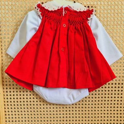 Saída de maternidade casinha de abelha vermelha ( Vestido + Body )  