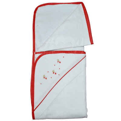 Toalha de banho com capuz bordado cerejinha