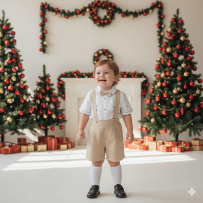 Conjunto infantil camiseta com bermuda bege  -  09 MESES ; 1 ANO E 2 ANOS