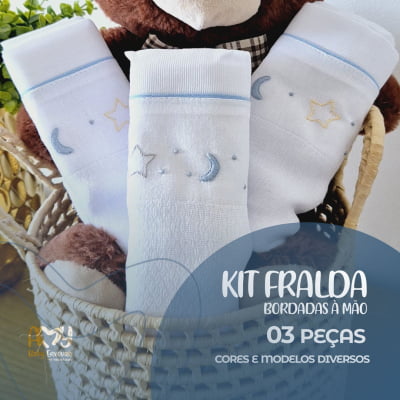 KIT FRALDA 3 PEÇAS MENINO COM CORES E MODELOS DIVERSOS