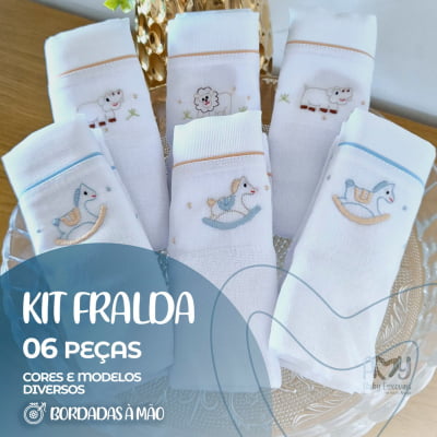 KIT FRALDA 6 PEÇAS MENINO COM CORES E MODELOS DIVERSOS