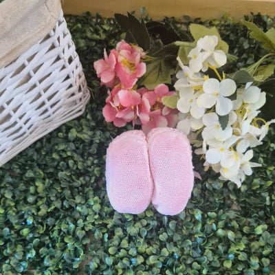 Sapatinho renda renascença rosa - 0 a 3 meses 