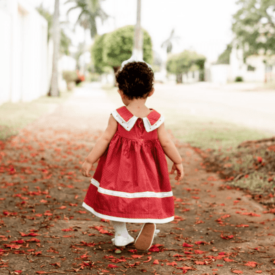 Vestido infantil renda renascença poá vermelho  - 9 meses; 1 ano e 2 anos