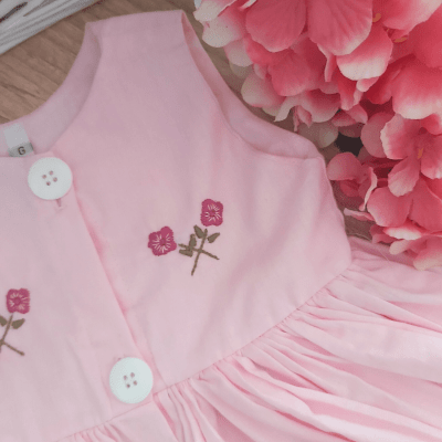 Vestido rosa bordado rosa alice - 06 meses; 1 ano e 2 anos