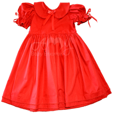 Vestido avental renda renascença vermelho - 1 ano