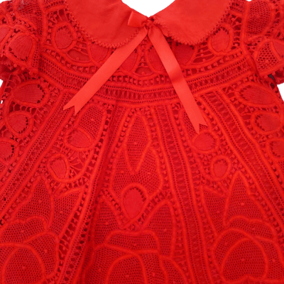 Vestido renda renascença vermelho ângela - 1 ano