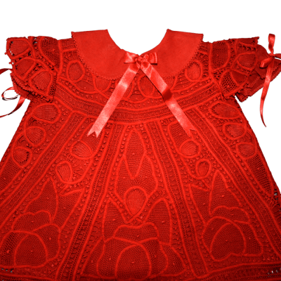 Vestido renda renascença vermelho ângela -  1ano  