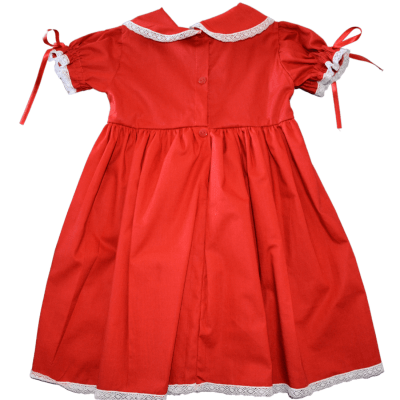 Vestido vermelho bordado á mão Sarah com calcinha  - 2 anos