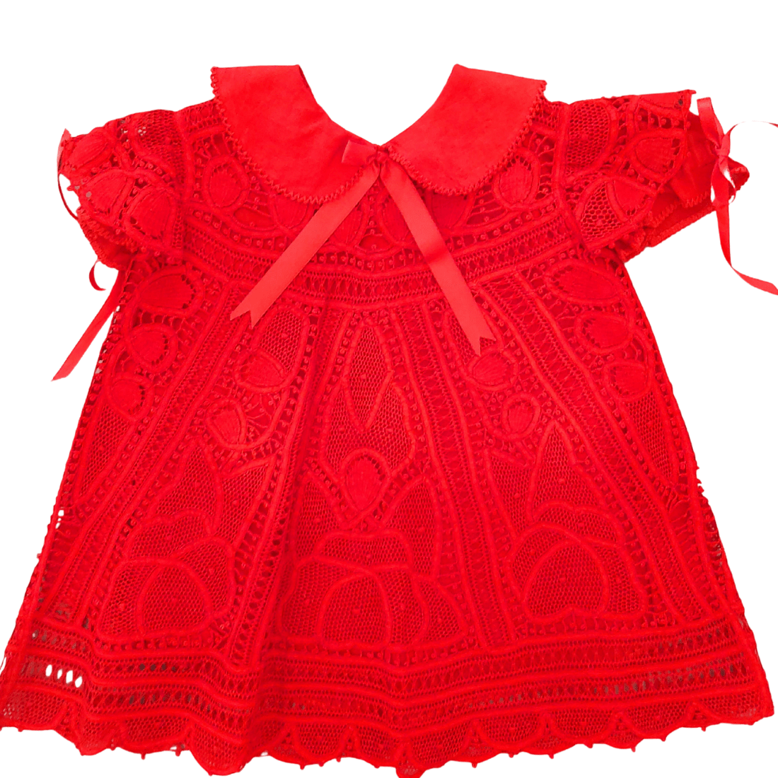 Vestido renda renascença vermelho ângela - 1 ano