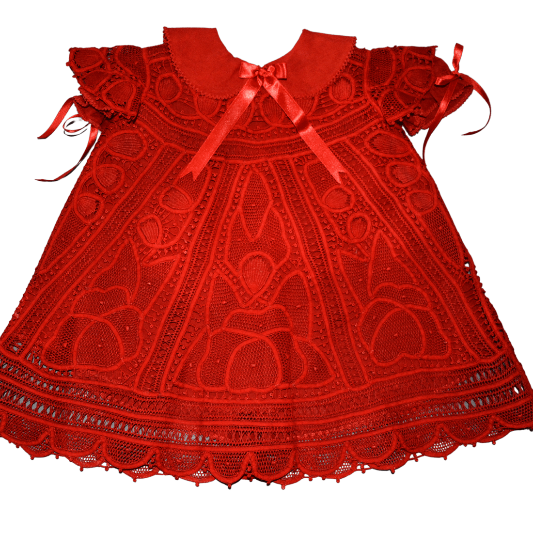 Vestido renda renascença vermelho ângela -  1ano  